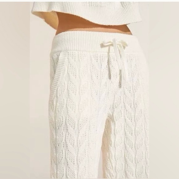 Eberjey Pants - Gorgeous Eberjey Cozy Cable Knit Lounge Pants - Cream w/Pockets and Drawstring